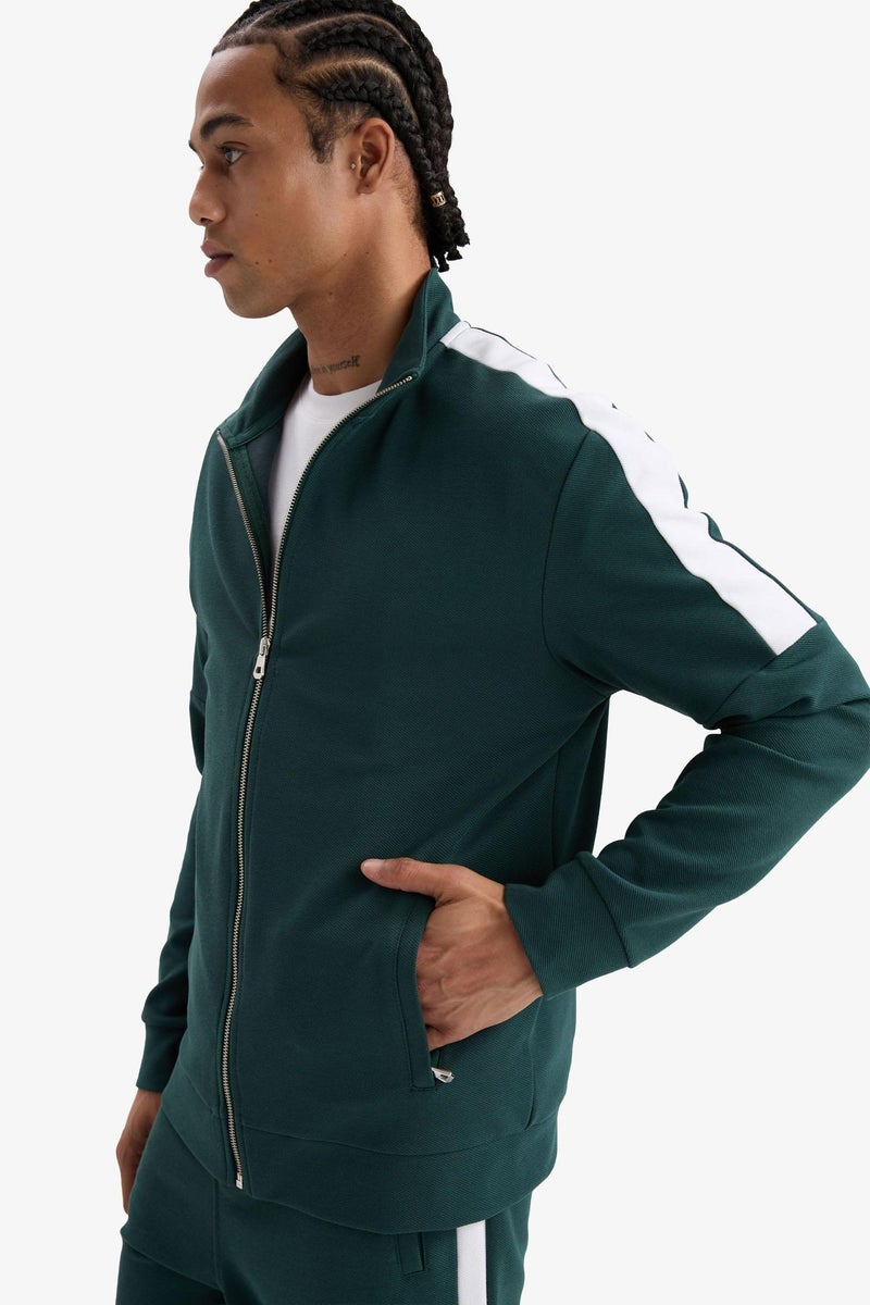 DeFacto Green Man Standard Fit Stand Collar Zip-Up Sweatshirt Casual - Image 5
